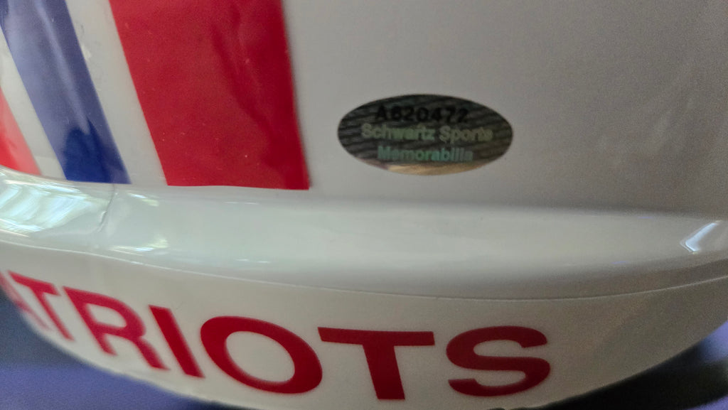 John Hannah Autographed New England Patriots Riddell Speed Replica Helmet – Schwartz Sports Certified