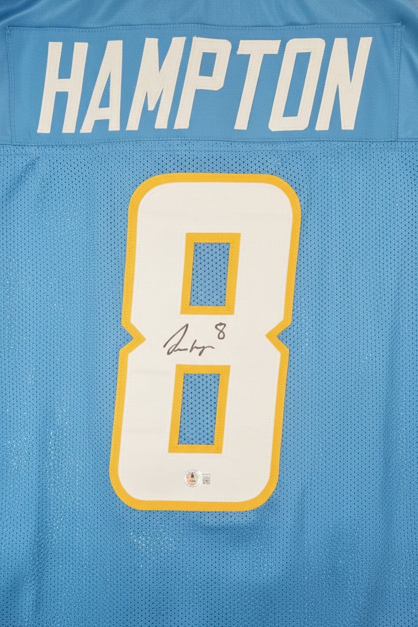 Omarian Hampton Autographed Custom Jersey – Beckett Certified (BAS)