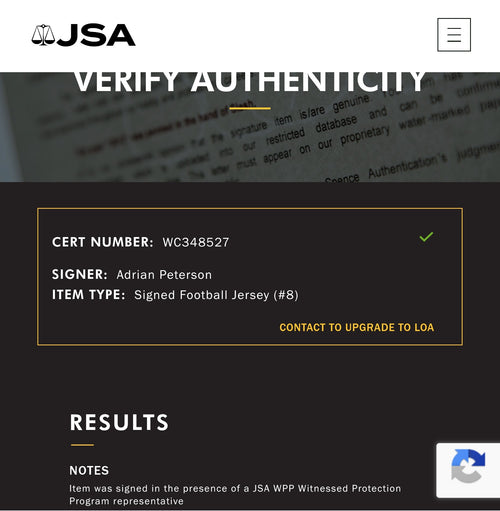 Adrian Peterson JSA Certified Autographed Jersey