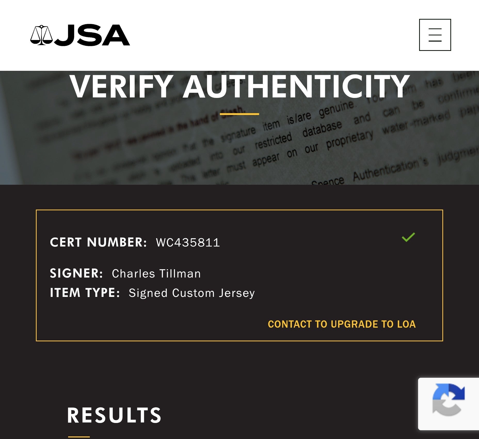 Charles "Peanut" Tillman JSA Certified Autographed Custom Jersey