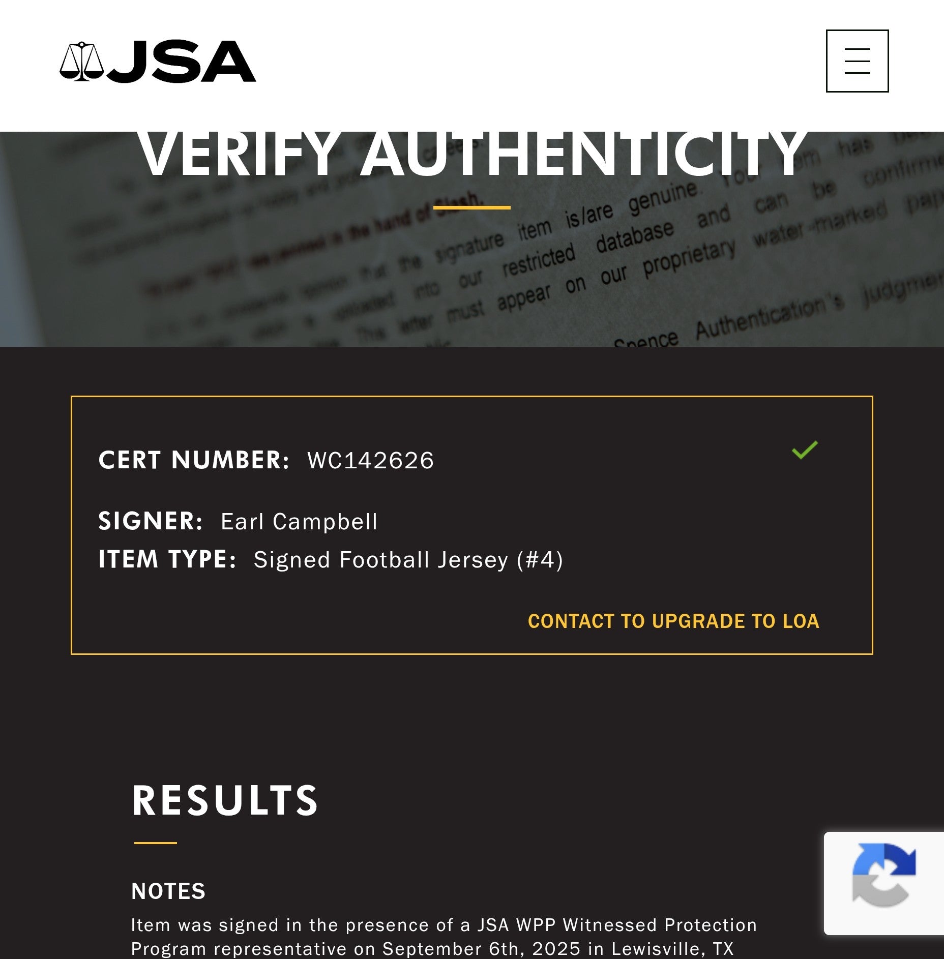 Earl Campbell JSA Certified Autographed Custom Stats Jersey