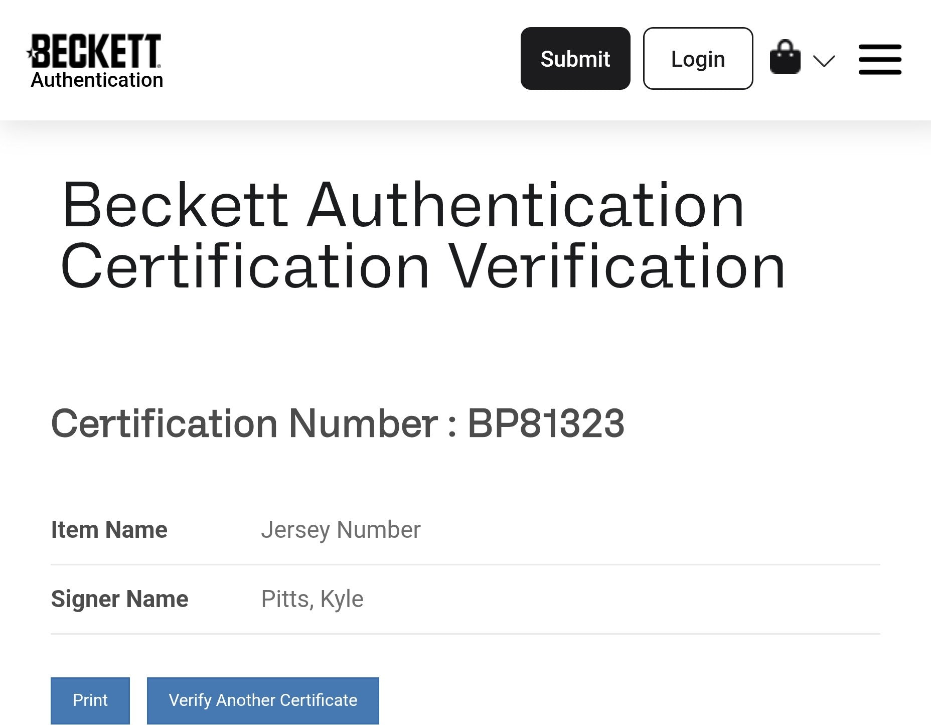 Kyle Pitts Beckett Certified Autographed Custom Jersey