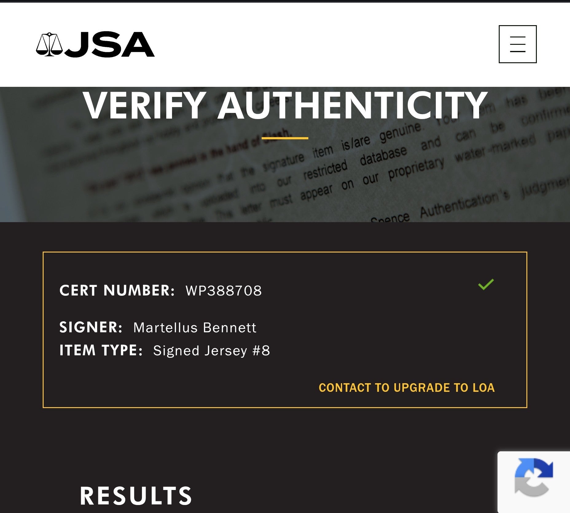 Martellus Bennett JSA Certified Autographed Custom Jersey