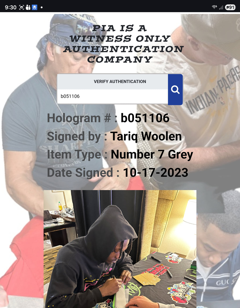 Tariq Woolen PIA Certified Autographed Custom Jersey