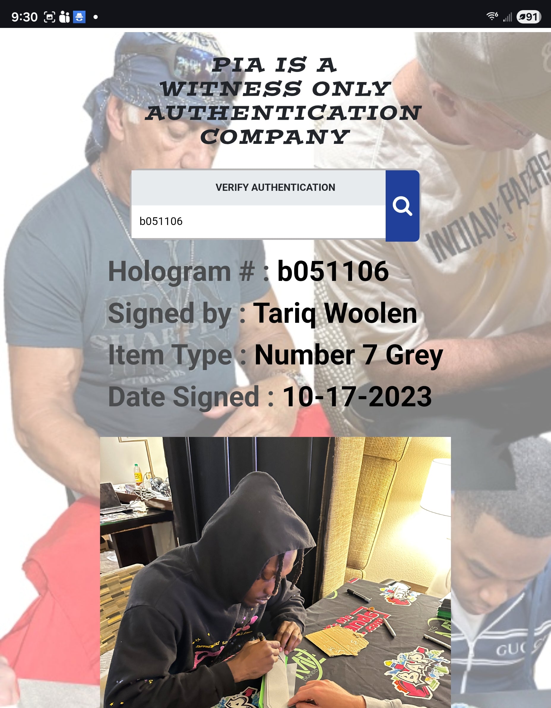 Tariq Woolen PIA Certified Autographed Custom Jersey