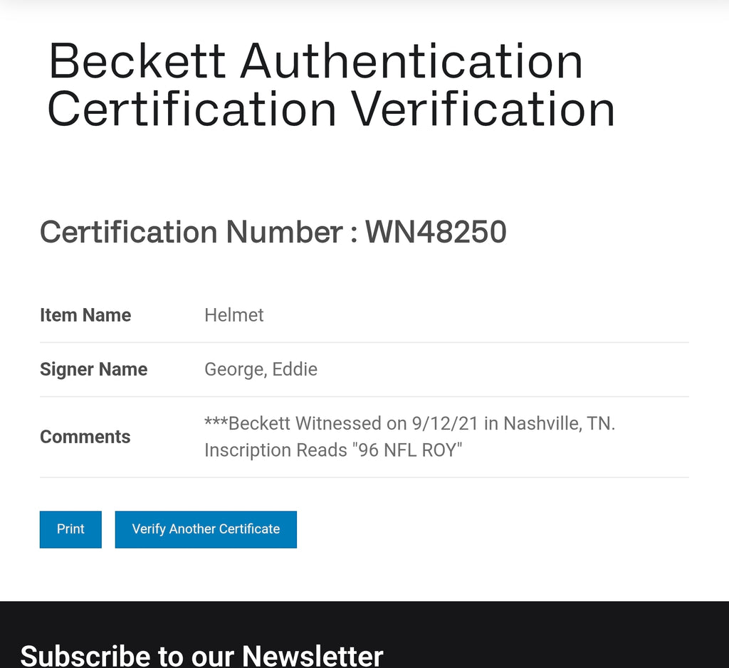 Eddie George Autographed Authentic Houston Oilers Helmet – Beckett Certified (BAS)