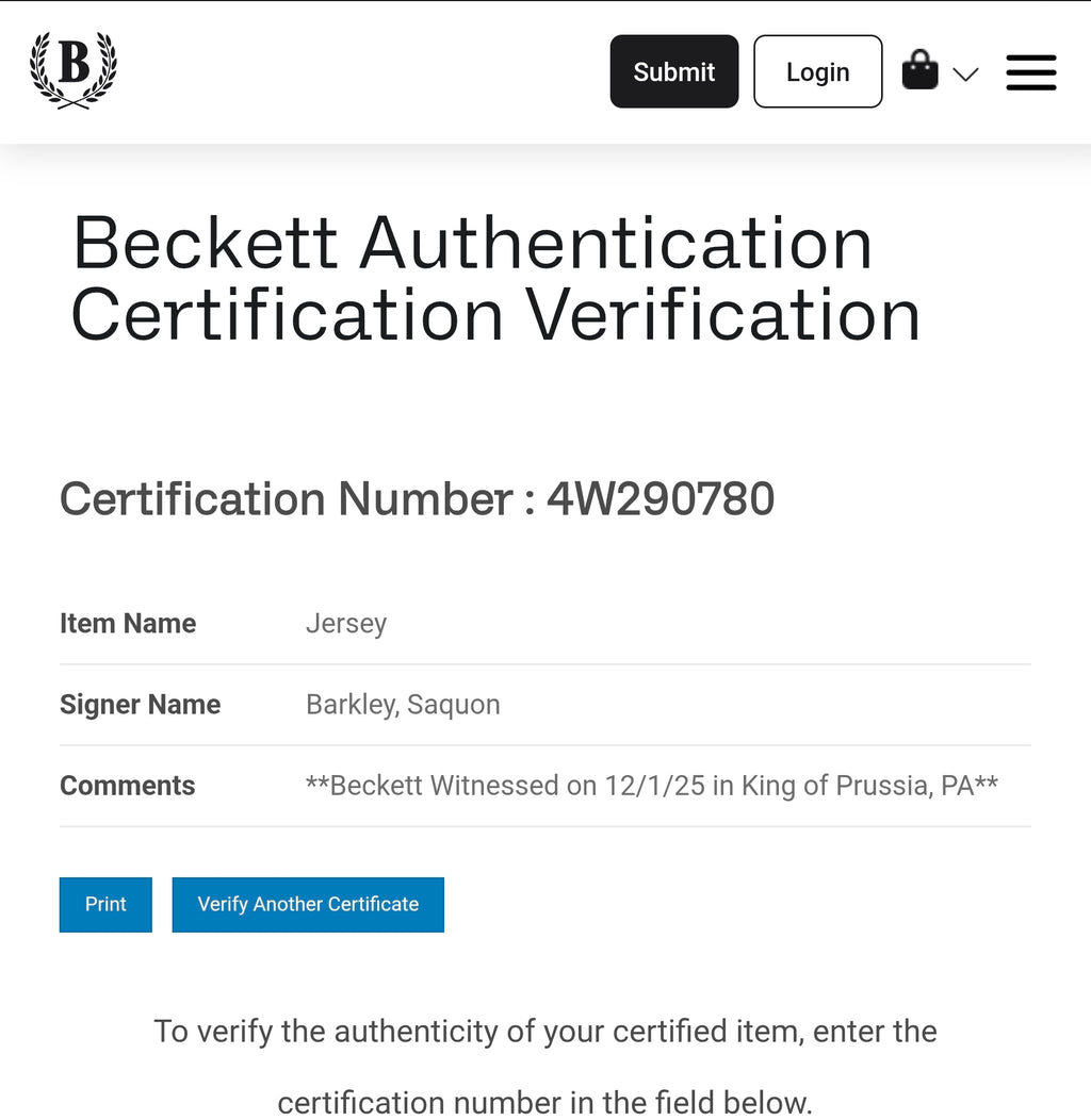 Saquon Barkley Beckett Certified Autographed Custom Jersey