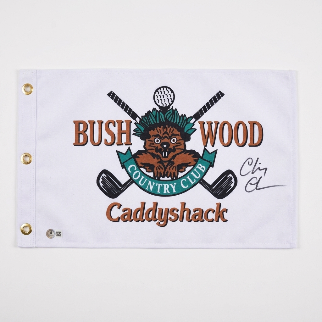 Chevy Chase Beckett Certified Autographed Caddyshack Bushwood Country Club Golf Flag