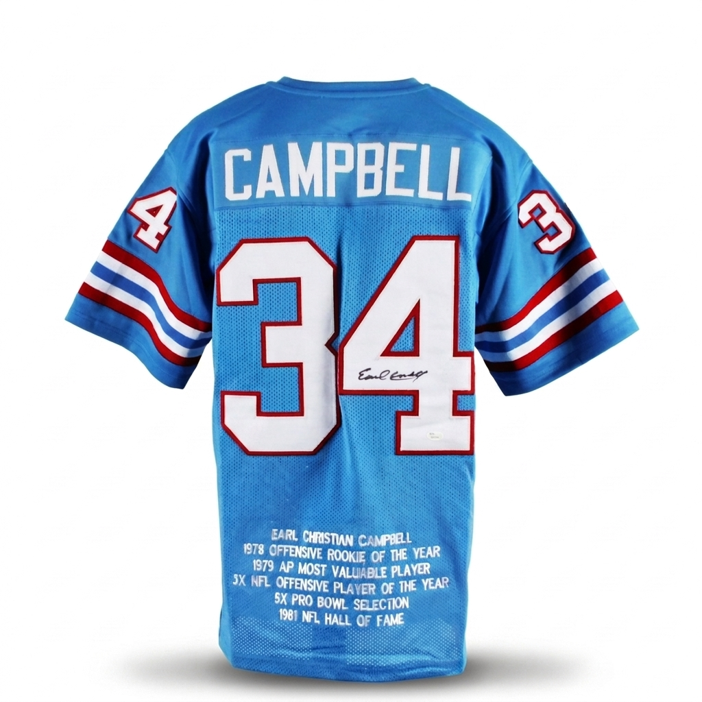 Earl Campbell JSA Certified Autographed Custom Stats Jersey