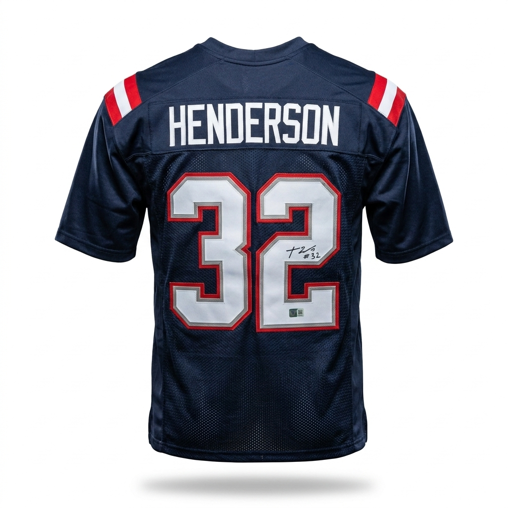 TreyVeyon Henderson SWAU Certified Autographed New England Patriots Rookie Jersey